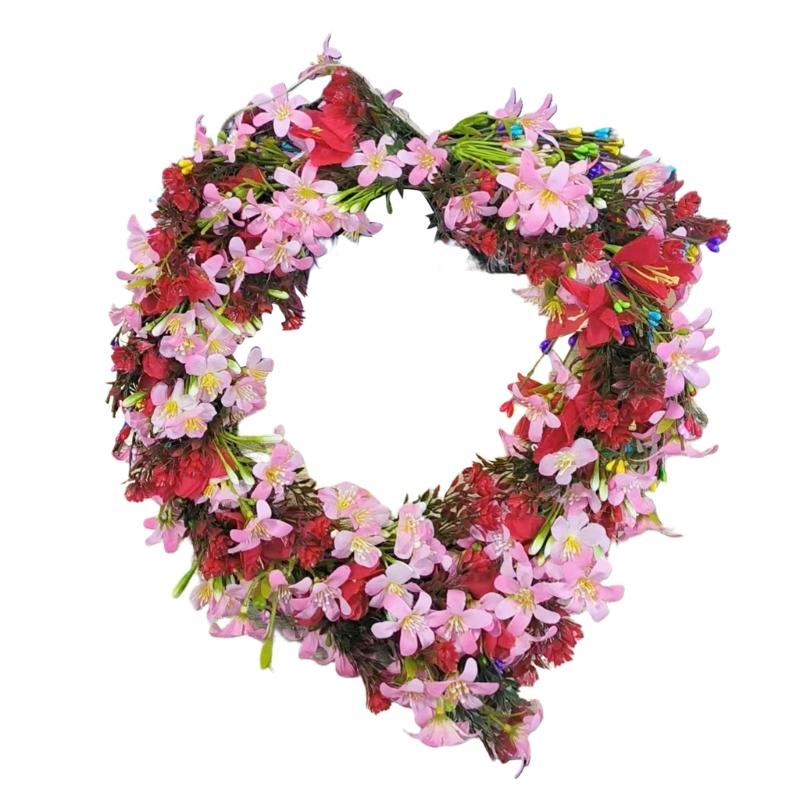 Flexible Size Artificial Tulips Flower Wreath Ornament for Home Entrance Shop Display Durable Plastic Rattan Construction Waterproof Treatments