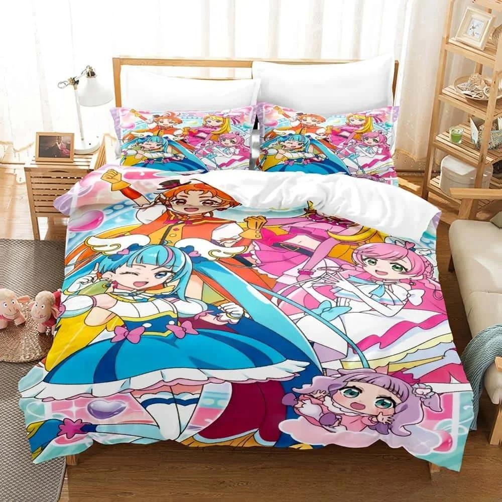 3D Kawaii Anime Hirogaru Sky! Pretty Cure Bedding Set Single Twin Full Queen King Size Bed Set Adult Kid Bedroom Duvetcover Sets