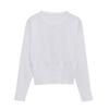  European and American Style, New Women's Fashion, Versatile, Simple Crew Neck Long-sleeve Button-up Flat Stitch Cardigan