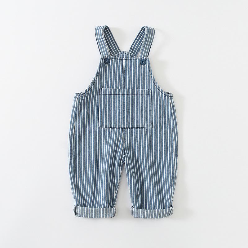 Gestreifte Jeans-Overalls im koreanischen Stil für Babys (Modelljahr 2026) (0-3 Jahre)