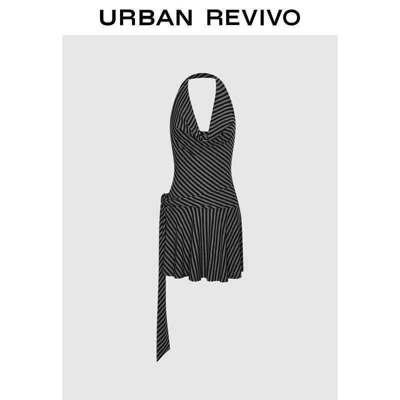 UR2026 Women s Striped Halter Mini Dress L