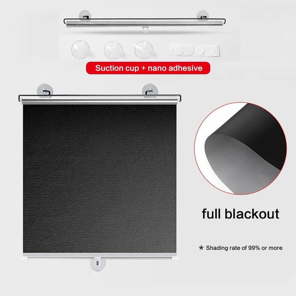 Cordless Retractable Roller Shades Black Home Office Windows Sunshade Thermal Blinds Without Drilling Blackout Curtain