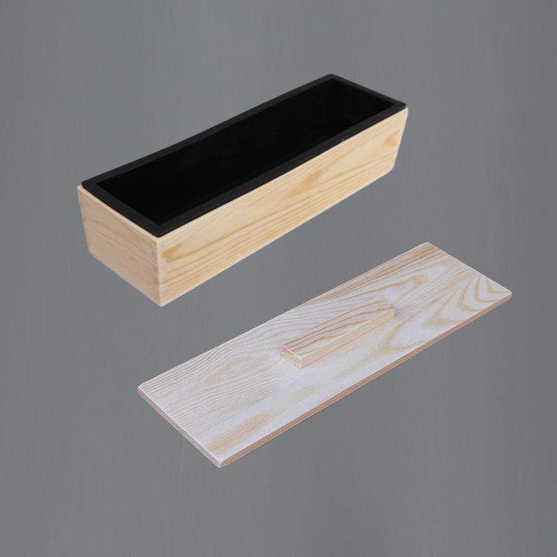 Rectangular Silicone Soap Mold & Wood Box for DIY Cold Process Soap Making (1200g Capacity)