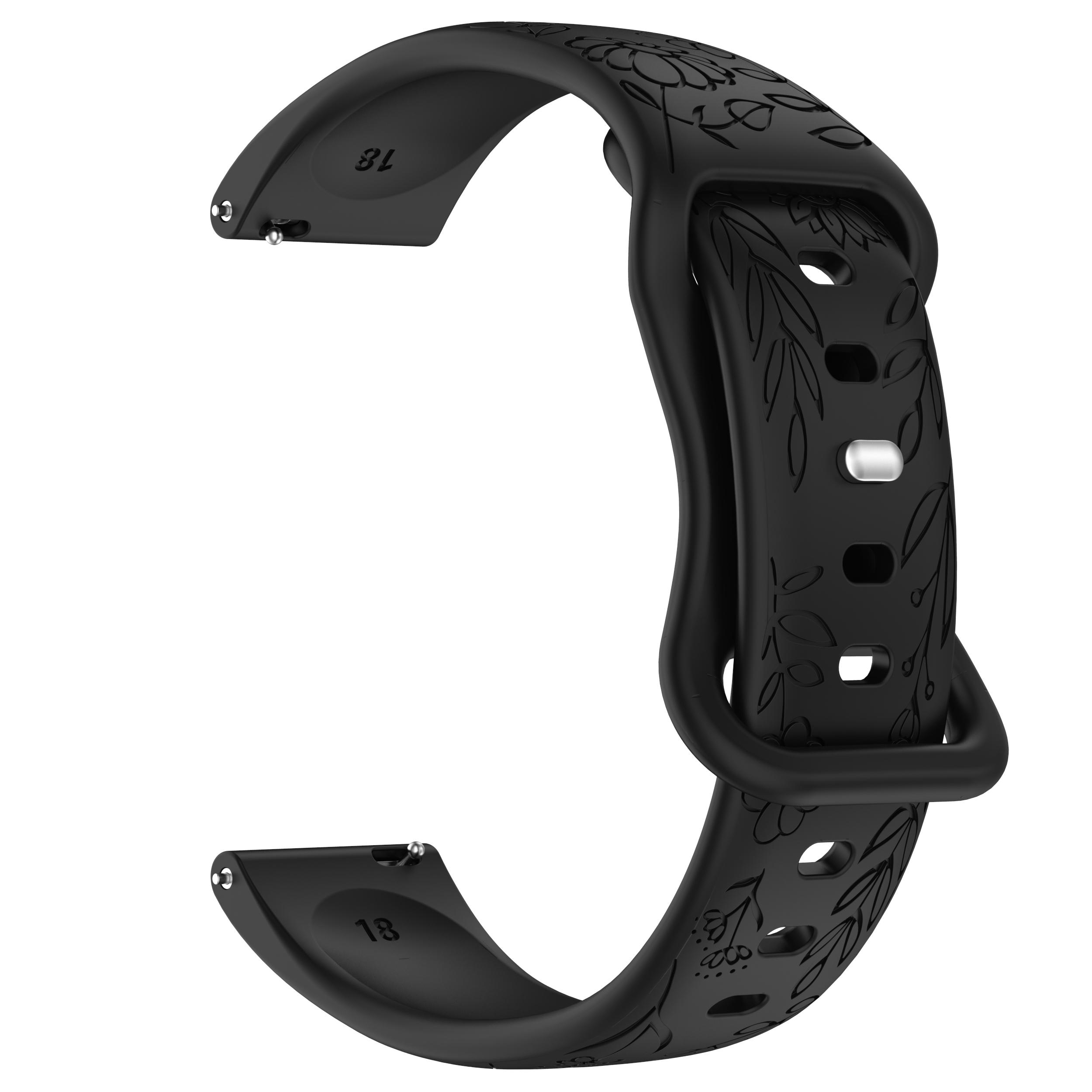 

18 мм 20 мм 22 мм Ремешок с гравировкой для Samsung Galaxy Watch 6 Classic 7 6 5 Sport Силиконовый ремешок для Huawei Watch GT3 GT4Pro Ремешок для часов 18mm чёрный