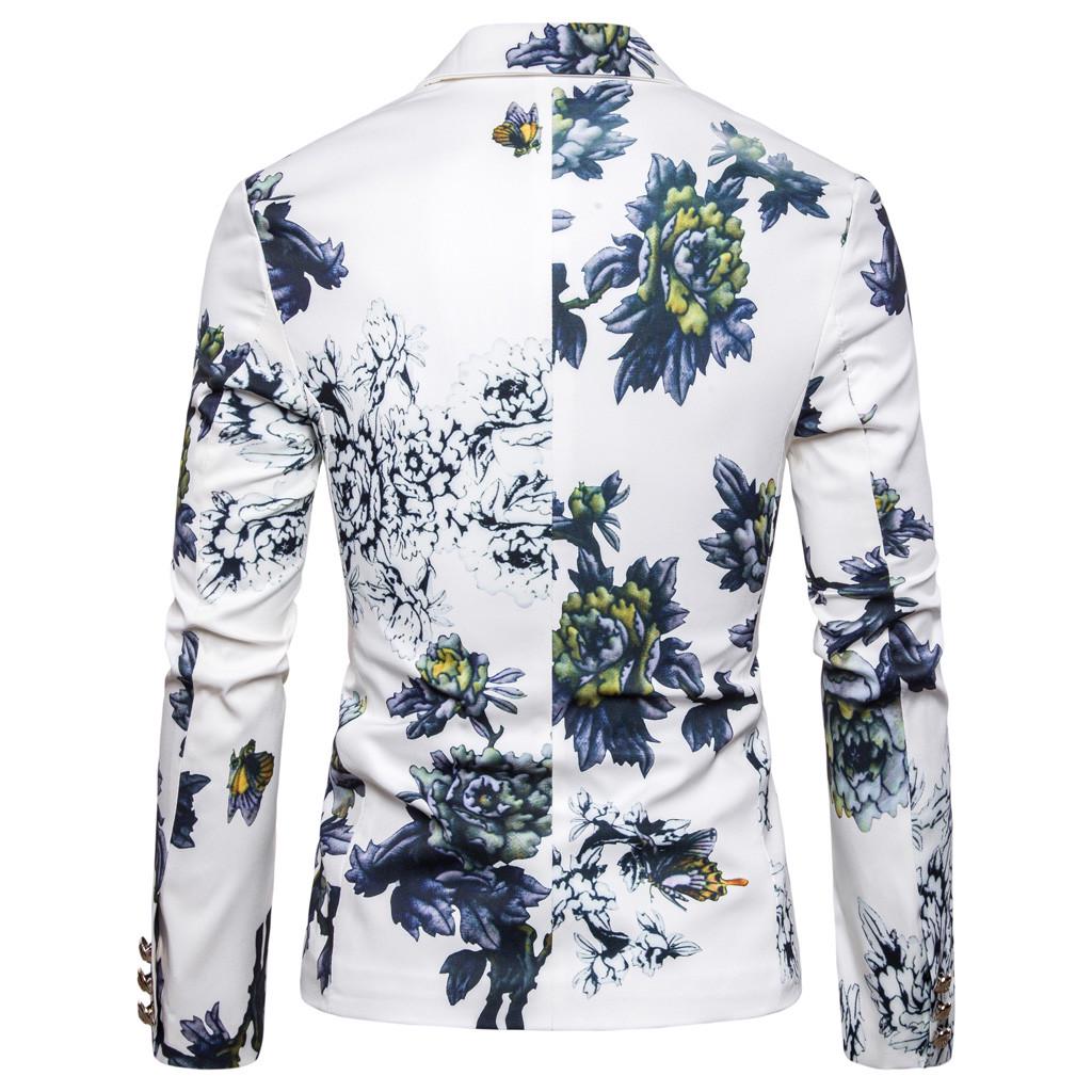 Men's Stylish Casual Print  Business Wedding Party Outwear Coat Suit Tops