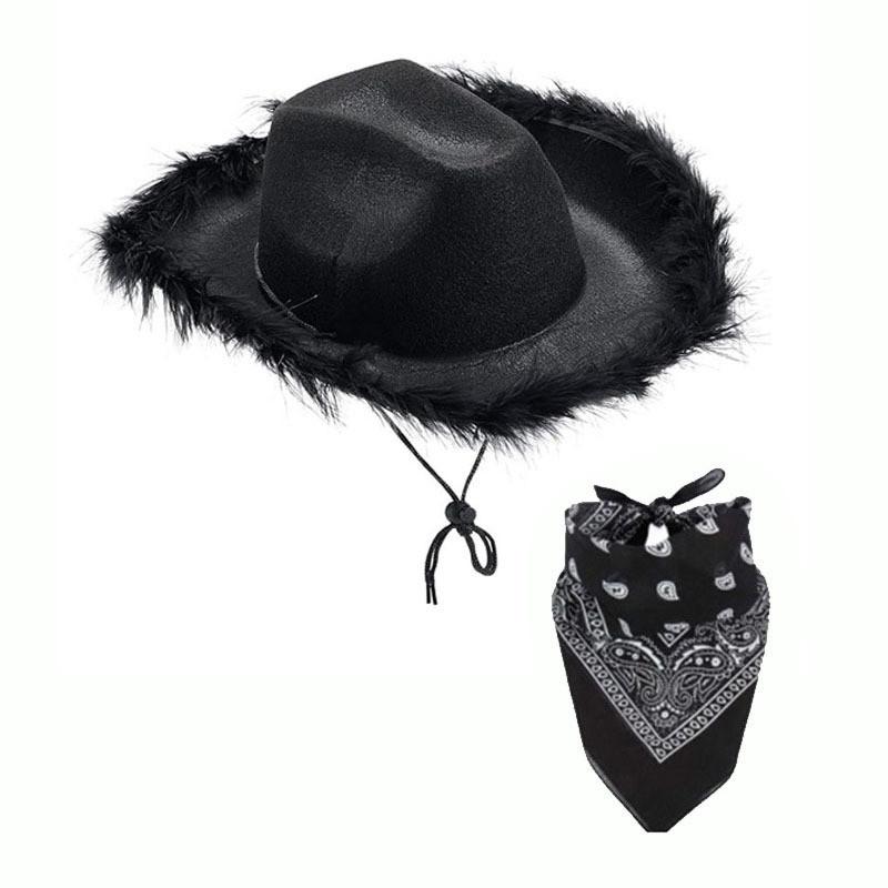 Halloween Fashion Fringe Cowboy Hat With Bandana Accessory For Parties Costume