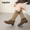 Augustine Boots New Autumn But Knee Thick Heel Maillard Belt Buckle Knight Boots