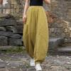 Johnature Kvinner Vintage Bloomers Bukser Elastisk Midje Ensfarget Vår Løse Bomull Ramie Kvinner Lappeteppe Lange Bukser