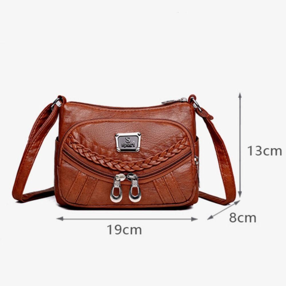 Trendy Soft Leather Single Crossbody Bag Multi-pocket High-end Shoulder Bag Multi-compartment Women's Handbag Four-season