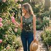 Women's Sleeveless Floral Print Tank Top U-Neck Button Detail Casual Summer Blouse Lightweight Comfortable Fit