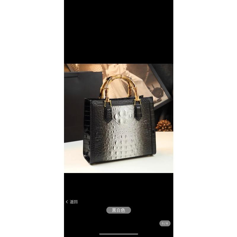 Crocodile Leather Tote Bag Portable Women'S Bag High Sense Middle-Aged Lady Crossbody