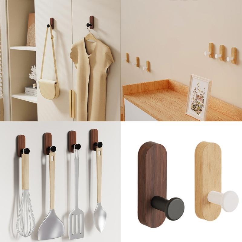Sturdy Wood Adhesive Wall Hook Easy Mounting For Kitchen Bathroom Storage Organizers