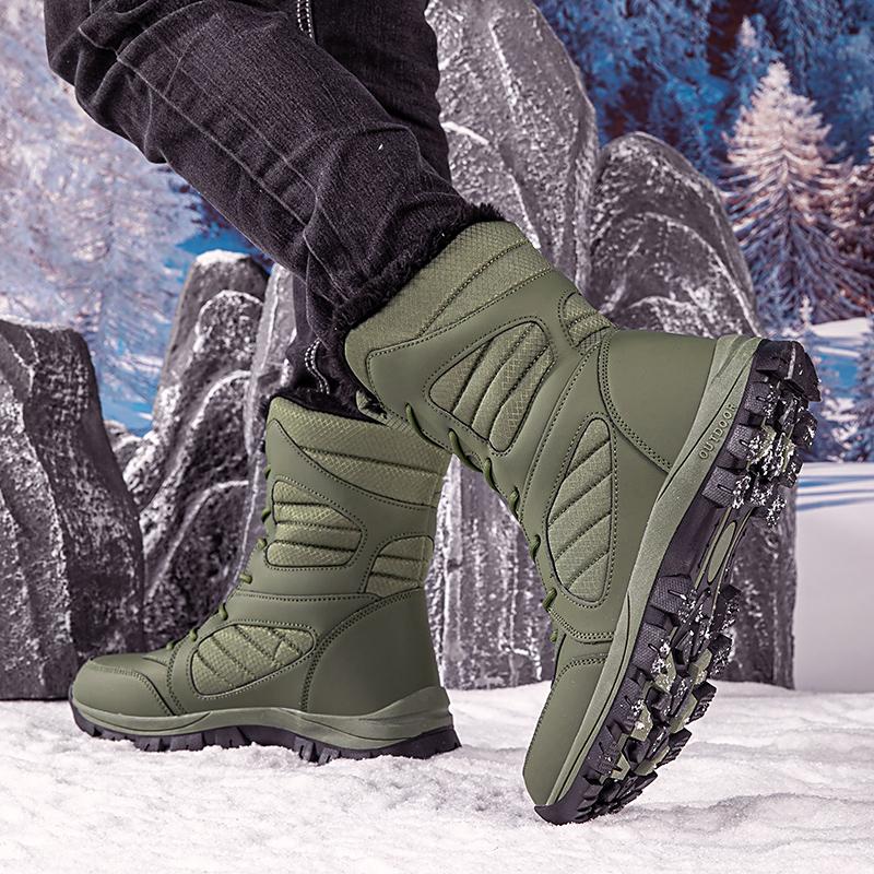 MCTIN Women White Snow Boots Winter Plush Black Warm Mid-calf Boots Ladies Slip-on Cotton Shoes Plus Size 35-42