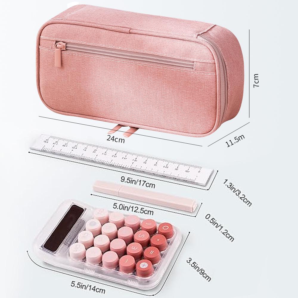 Minimalist Canvas Pencil Case - Large Capacity, Stylish Solid Color for Students