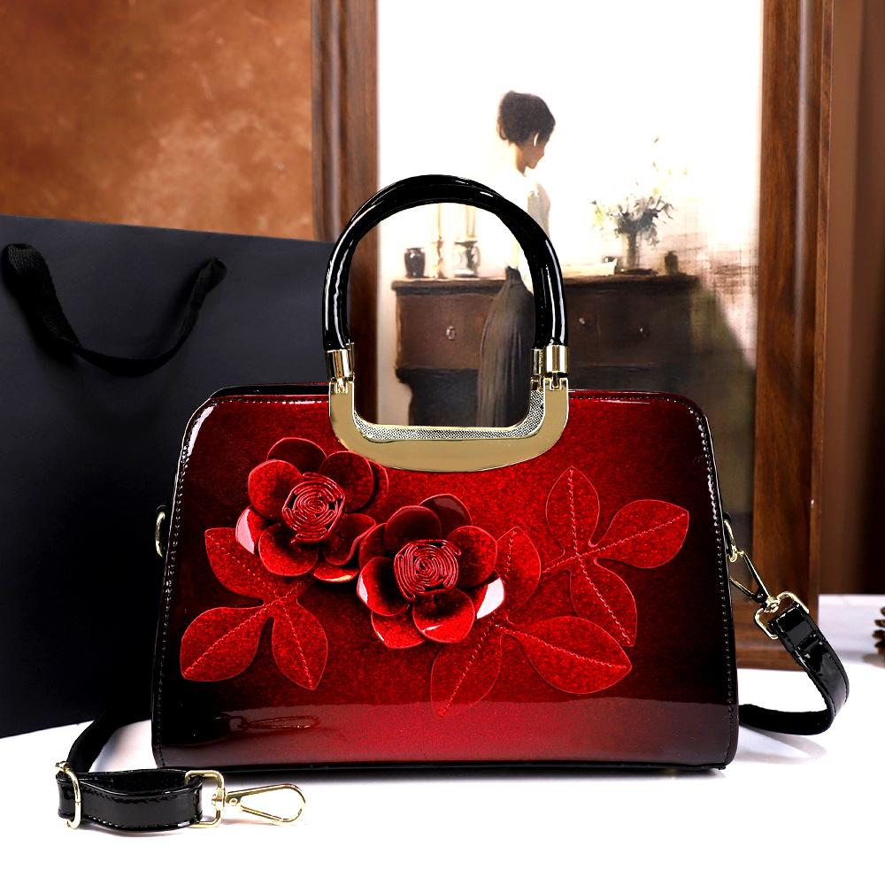 Handbag Women'S Fashion Patent Leather Mom Ladies Bag Medium Atmosphere Crossbody Bag