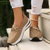Fashion Women's Metal Chain Platform Loafers Plus Size Thick Sole Non Slip Wedges Casual Shoes Woman Autumn Comfort Light Walking Shoes