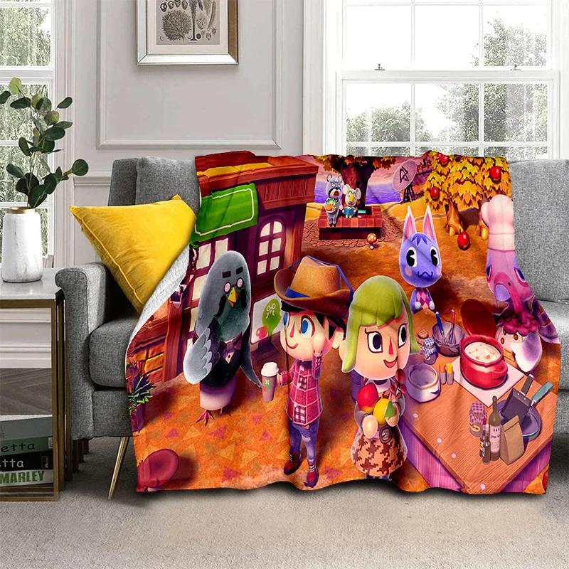 Cartoon Animal Crossing New Horizons Soft Plush Blanket,Flannel Blanket Throw Blanket for Living Room Bedroom Sofa Cover Child