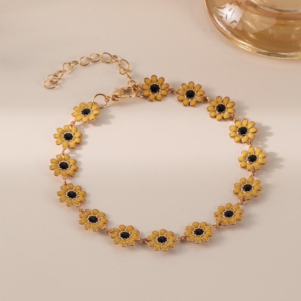 Cute Daisy Flower Chain Bracelets For Women Men Elegant Delicate Sweet Sunflower Floral Bangles Wedding Party Jewelry
