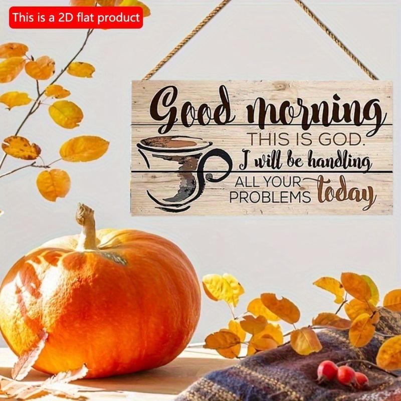 2d Flat 20*10cm, Coffee Shop Decoration, Good Morning, Family Coffee, Wooden Rectangular Creative Decorative Board, for Home, Kitchen, Cafe, Garden