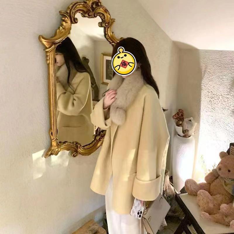 

Новое двухстороннее шерстяное пальто средней и длинной длины, корейская версия, свободное повседневное шерстяное пальто M