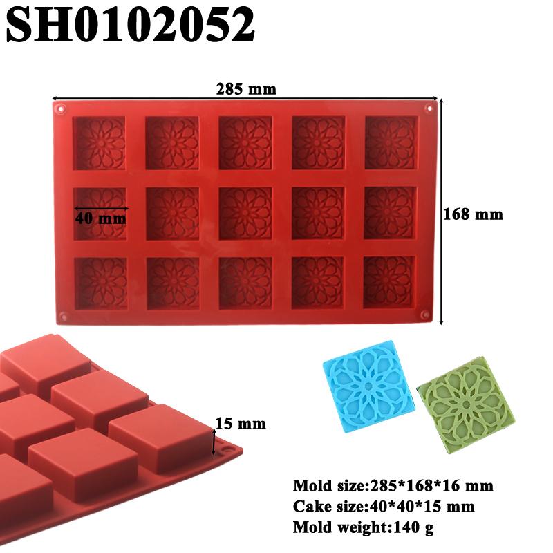 Circular or Square Top Patterned Decorative Chocolate Mold Red Brown Silicone Cake Molds DIY Soap Moulds Dessert Baking Tools