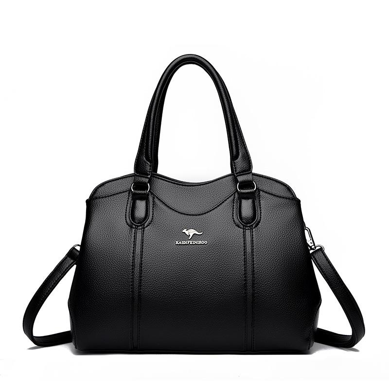 

Модная сумка из мягкой кожи для мам среднего возраста Универсальная сумка кроссбоди на одно плечо чёрный