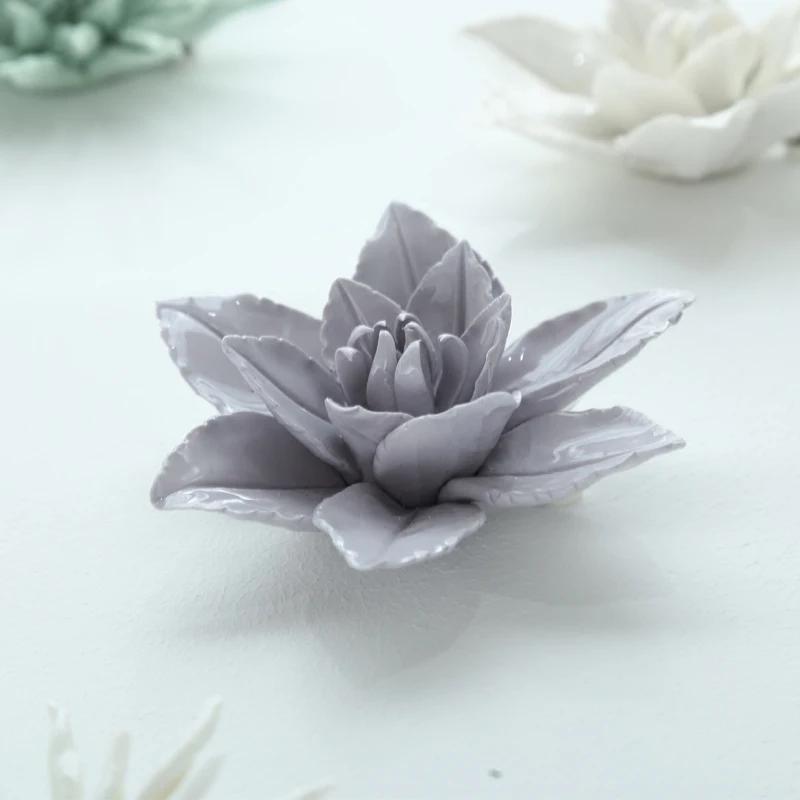 Modern Ceramic Lily Flower Wall Hanging Crafts Home Livingroom TV Background Wall Mural Decoration Hotel Store Wall Ornaments