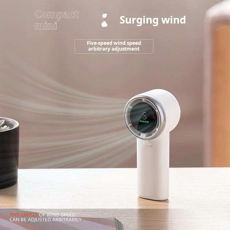 Portable Handheld Turbo Fan 5 Wind Speeds Adjustable Mini Personal Electric Fan Outdoor Camping Hand Fan Rechargeble Ventilador