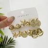 3 Pairs/Set Gold Color Shell Starfish Stud Earrings for Women Ocean Series CCB Lightweight Textured Earrings Beach Party Jewelry