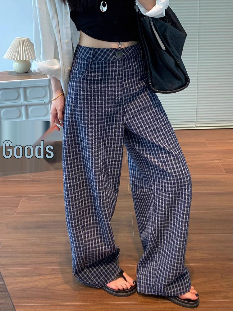 

Island Bubble Women s Cotton Plaid Wide-Leg Pants - Summer 2026 Lazy and Relaxed Fit Large