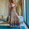 summer high waist elastic waist loose printed long skirt skirt women