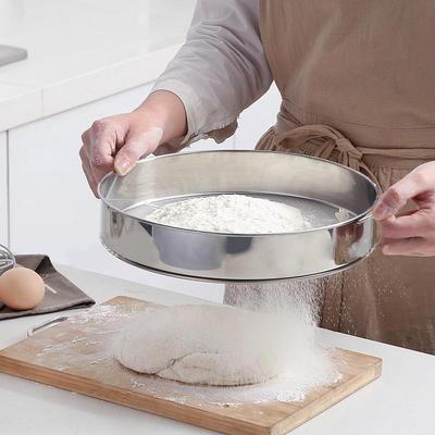 Rundes Mehl-Sieb: 60 Maschen, 304 Edelstahl, Verdicktes Feinsieb zum Backen und für Puderzucker.