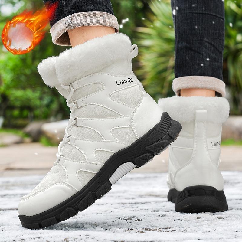 Winter High Top Men's Cotton Shoes with Thickened Fleece for Warmth Men's Snow Boots Trendy Large Size Men's Shoes