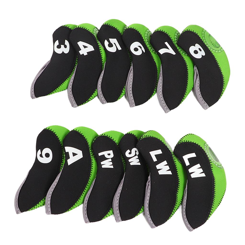 12Pcs Putter Head Covers Blade Golf Club Headcovers Neoprene Protective Jacket for Training Daily UseGreen