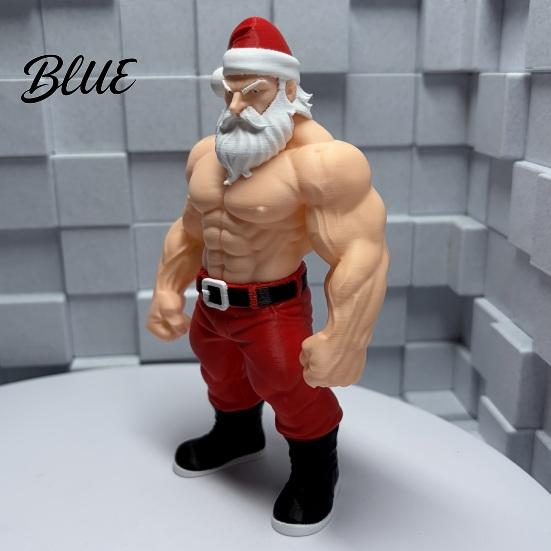 Christmas Desk Decorations 3D Printed Fitness Santa Claus Figurine Muscular Statue Funny Secret Office Presents Creative Sports Figure Desktop