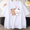 Panda Bear Bubu and Dudu Cute T Shirt Oversized EU Size 100 Cotton Women Tops Cartoon Print Pink Tees ONeck Anime Korean Style