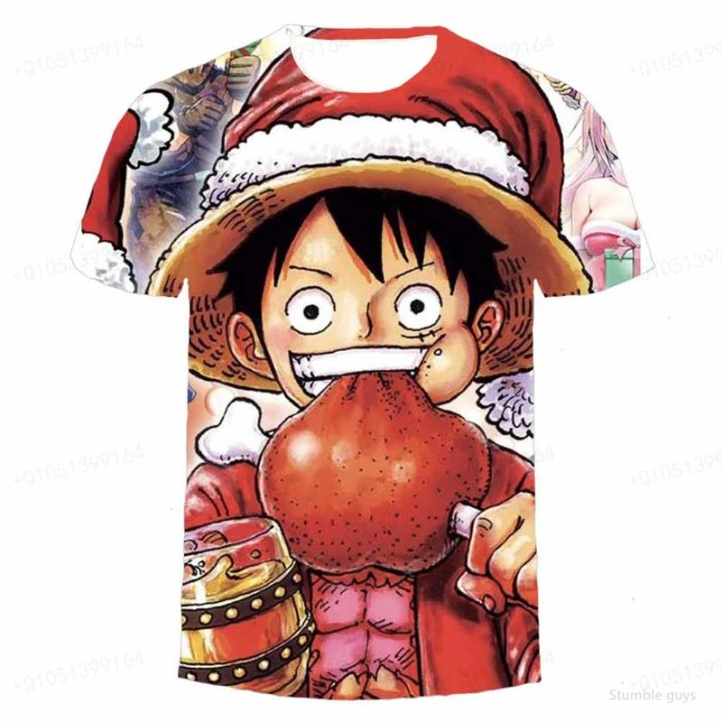 Summer Kids One Piece T-Shirt Luffy Art Print Casual Boys Clothes Girls Short Sleeve Men Jersey Outdoor