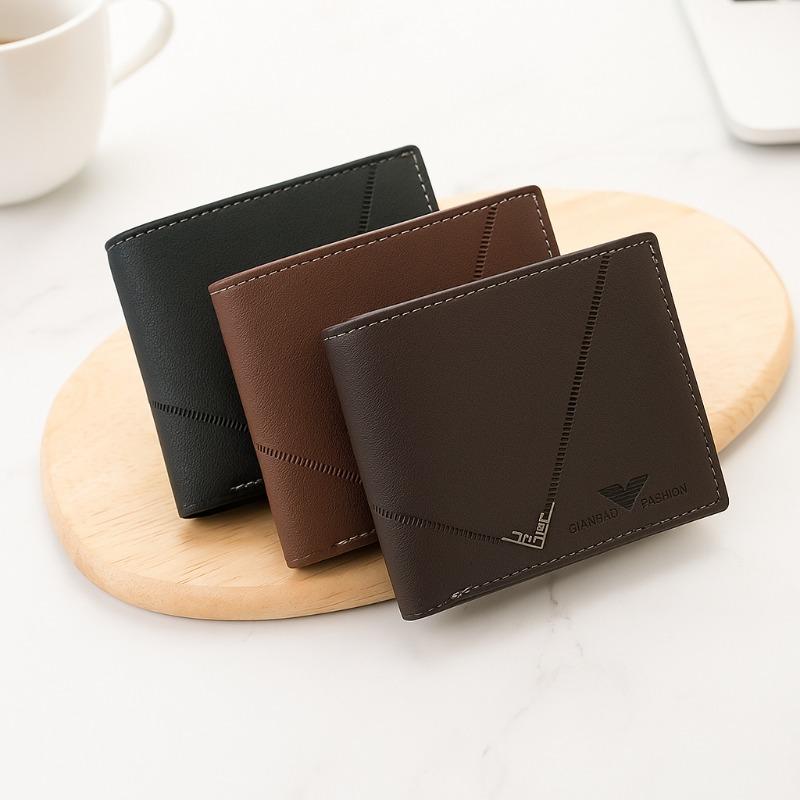 Men's Slim Minimalist Short Wallet Bifold Business Ultra-thin With Multiple Card Holders Coin Purse Money Clip For Youth