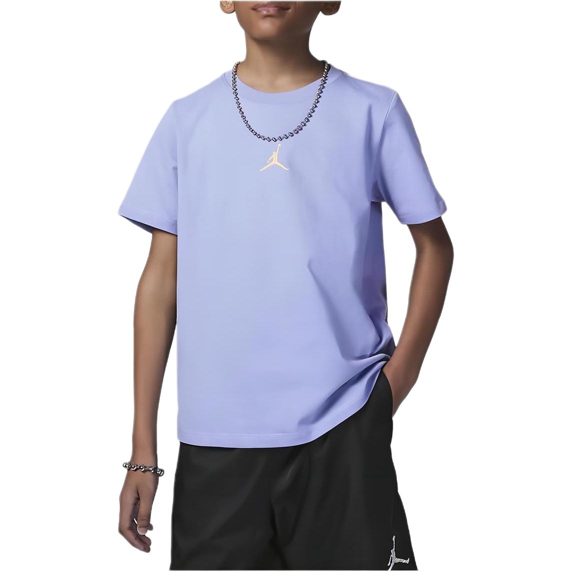 

Jordan Kids Sports Casual Short Sleeve T-Shirt with Logo Kids Tops Lavender FQ0715-538 L
