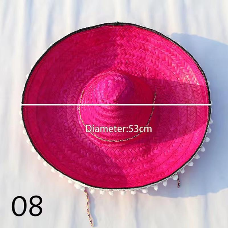 Mexican Party Hat Colorful Wide Brim Straw Hat Men Women Outdoor Carnival Halloween Decor Kids Cosplay Performance Hat Sombrero