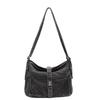 Denim Crossbody Bag Women Minimalist Casual Shoulder Tote With Zip Soft Medium Size In Black Navy Light Blue