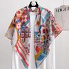 [Variety sunscreen shawl retro printed square scarf women's summer silk cotton silk scarf