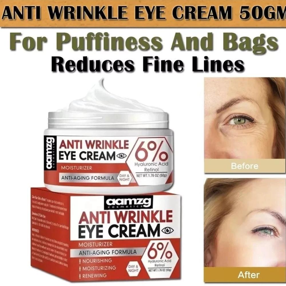 Anti Wrinkle Eye Cream with Retinol & 6% Hyaluronic Acid – Anti-Aging Eye Care for Dark Circles, Fine Lines & Puffiness, Day & Night 50 G