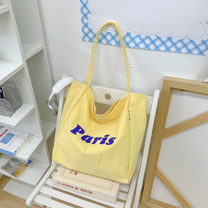 

2025 summer new large-capacity canvas bag women s casual fashion Korean version tote bag cloth bag letter foreign style