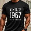Vintage 1967 Aged To Perfection" Text Print T-Shirt,Lightweight T-Shirt Breathable Cool, Comfortable Wear