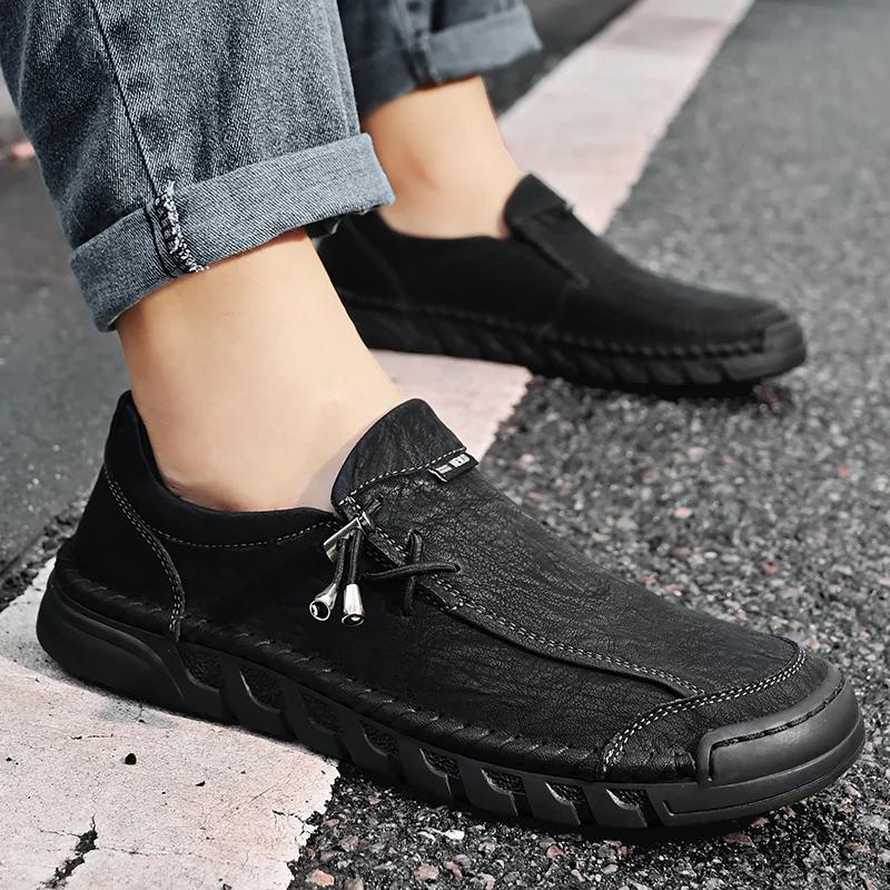 Scarpe Casual da Uomo alla Moda Piatte in Vera Pelle Suola Morbida Mocassini Leggeri Scarpe Formale da Uomo Scarpa Comoda da Camminata da Uomo