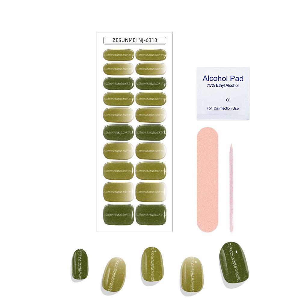 Solid Color Cat Eye UV Gel Nail Stickers: Waterproof, Long-Lasting, Light-Curing, Semi-Cured Nail Art.