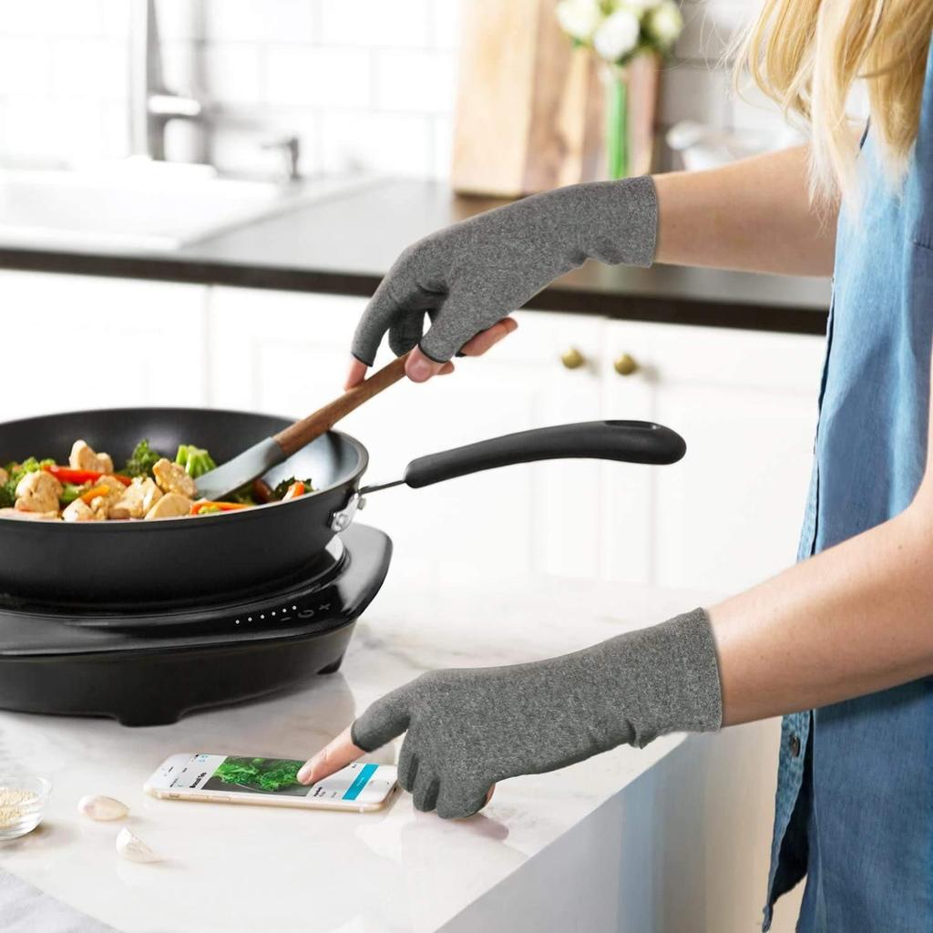 1 Pair Arthritis Gloves Women Men, Carpal Tunnel, Fingerless Hand Thumb Compression Cycling/Driving/Sport Gloves