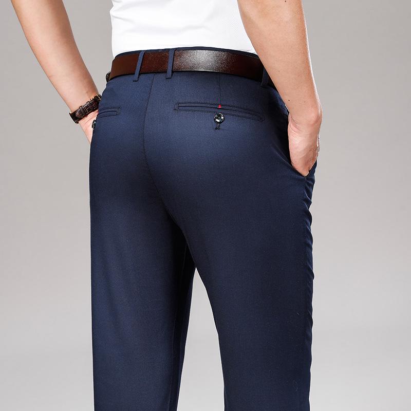 Men's Black Tencel-Modal Business Casual Pants - Loose, Straight, Anti-Wrinkle, Spring/Summer
