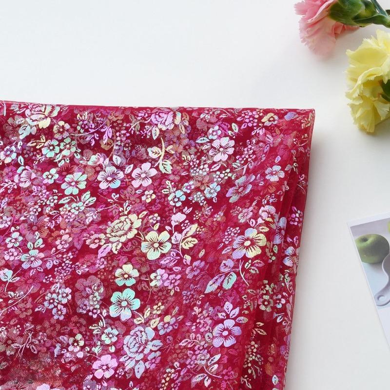 1/3/5 jardów iridescentna gradientowa drukowana tkanina siatkowa na ręcznie robione DIY szycie odzieży spodni spódnic akcesoria dekoracyjne wykończenia kokardek